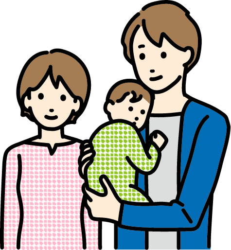 赤ちゃんを抱く夫婦のイラスト